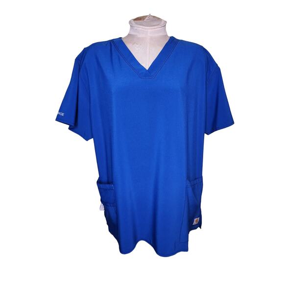 Carhartt Force Scrubs Top Modern Fit Blue Patch Logo Performance Size 2X NWOT - Picture 1 of 6